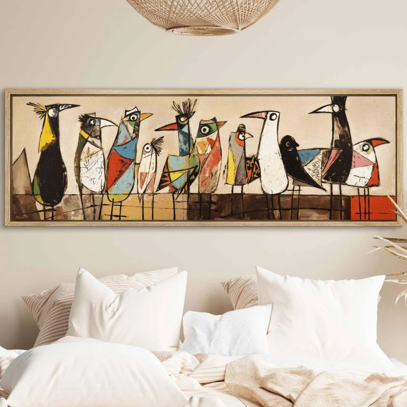 Birds on Wire,Mid Century Modern Wall Art Unframed,Modern Wall Art,Abstract Birds Print Large Modern Wall Art,Above Bed Decor