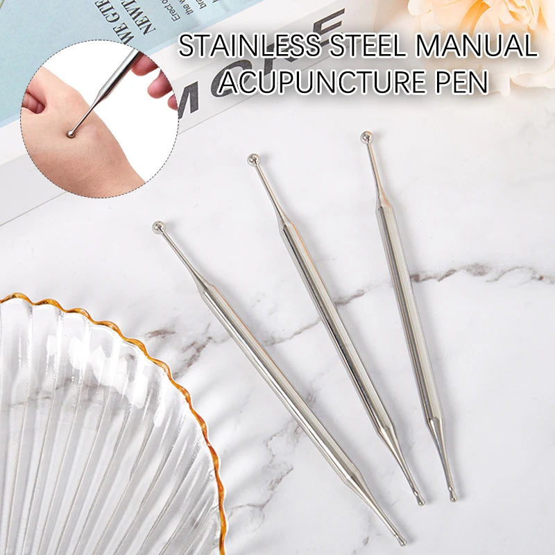Stainless Steel Manual Acupuncture Pen Trigger Point Massager Deep Tissue Massage Tool For Body Meridian Pain Relief Health Care