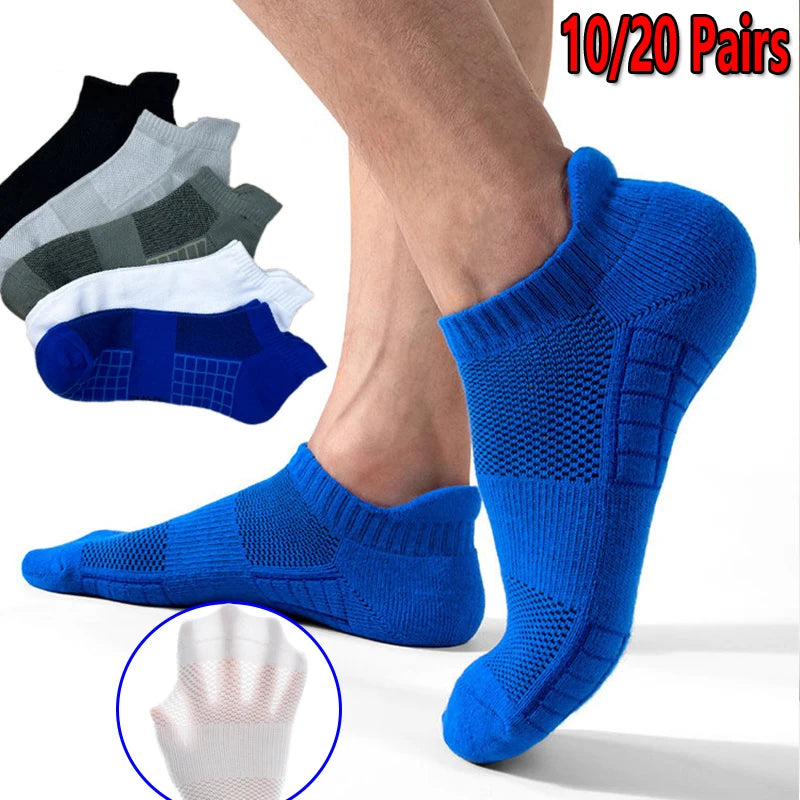 10/20 Pairs Ankle Socks Men Women Mesh Breathable Cotton Couple Student Ear thletic Sports Running Solid Color Boat Socks Summer