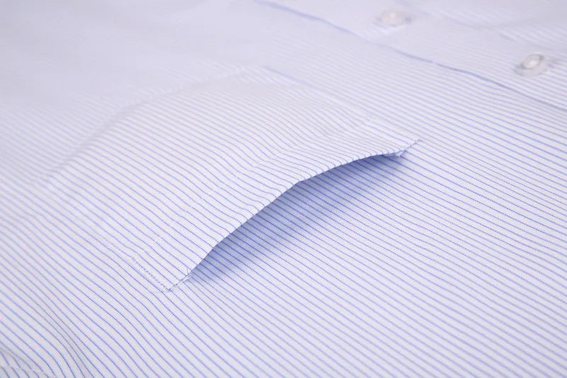 High Quality 100% Cotton Men Dress Long Sleeve Shirt New Solid Male Plus Size Regular Fit Stripe Business Shirt White Blue 8XL