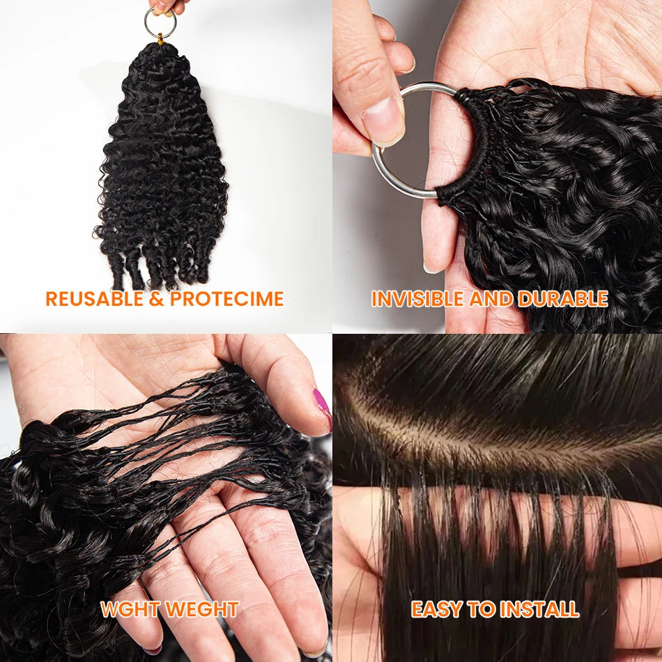 Miracle Knots Feather Crochet Human Hair Extension Burmese Curly With Coily End Invisible Miracle Knots Hair Bulk  Boho Braide