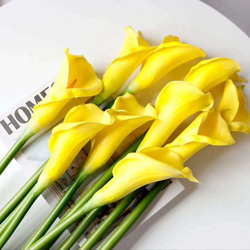 10PCS White Calla Lily Artificial Flower Bouquet Calla Lily Bridal Bouquet Wedding Flower Arrangement Decor Home Spring