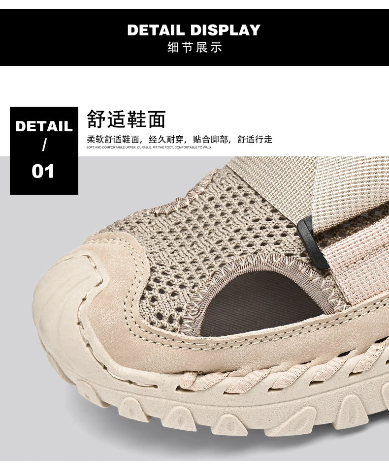 Summer Men Sandals Genuine Leather Mens Casual Shoes Outdoor Men Leather Sandals for Men Beach Shoes Roman mens Shoes