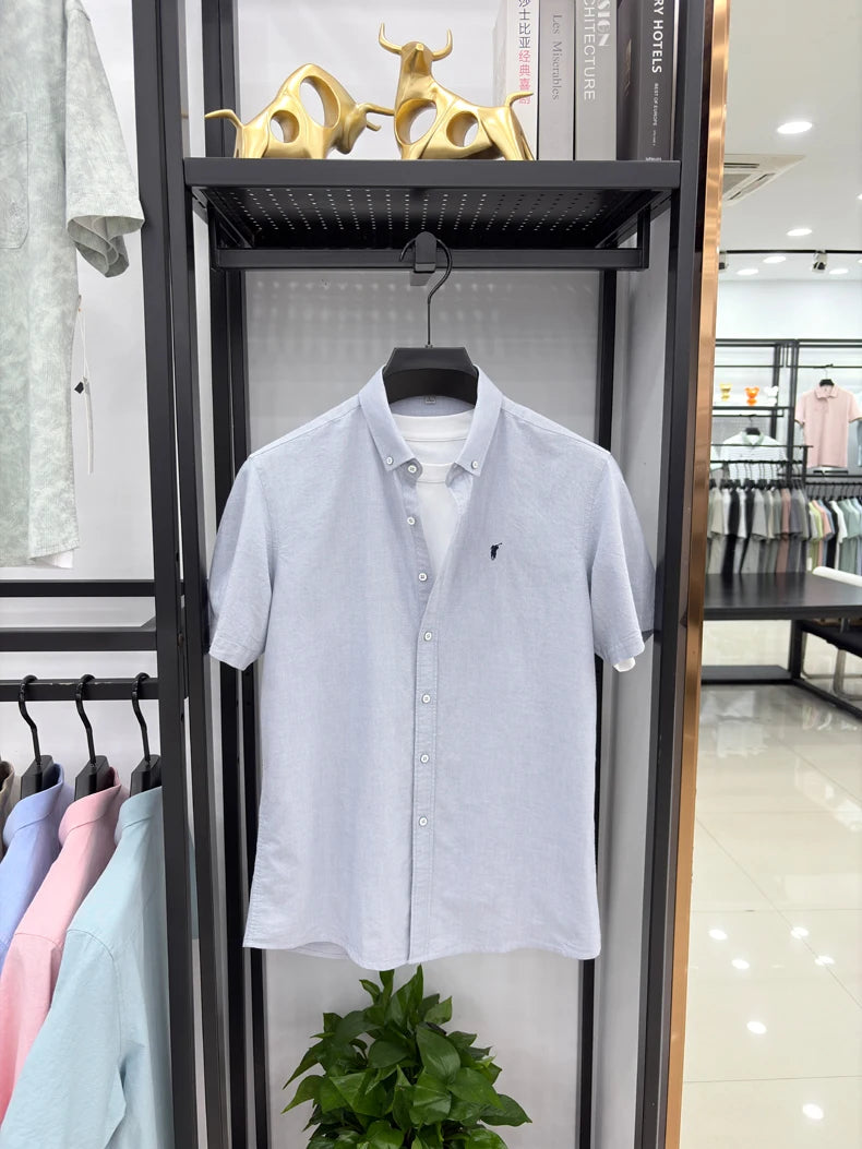100% cotton short sleeve shirt summer classic solid color luxury brand Paul embroidery fashion business golf casual men's wear