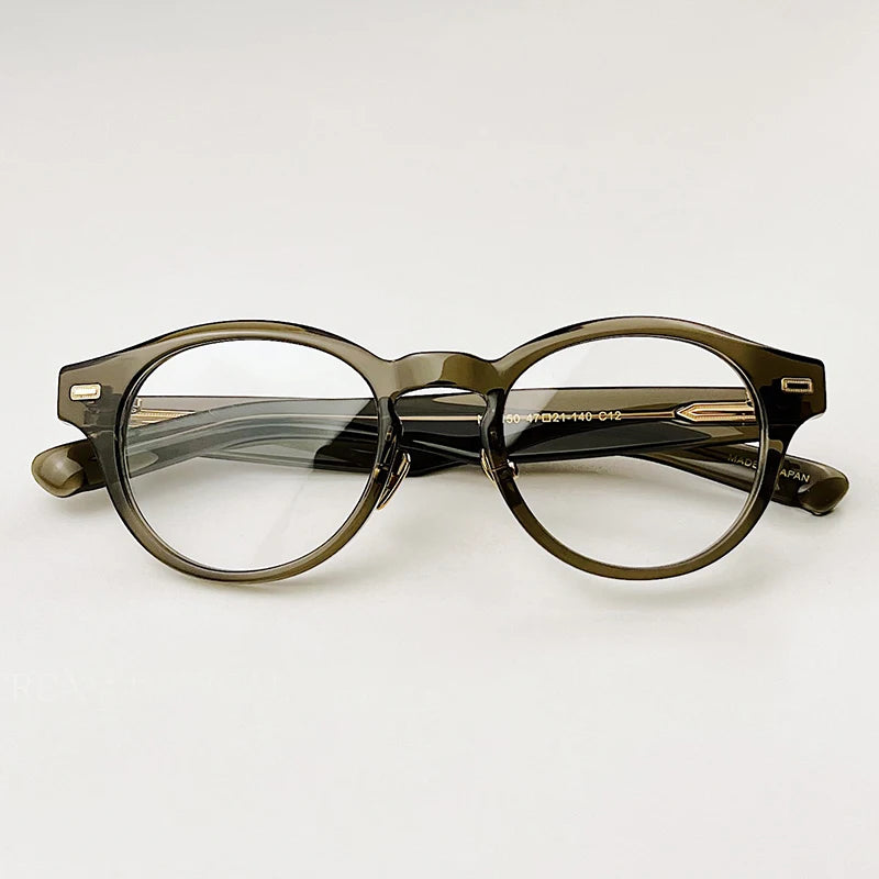 Classic Retro Round Glasses Frame Men Top Quality Acetate Trendy Eyeglasses for Women Handmade Vintage Thick Frame Eyewear