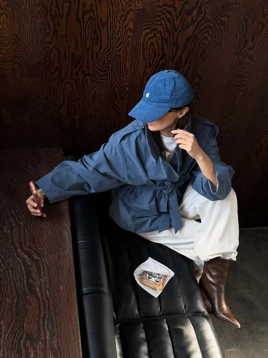 Women Casual Blue Lace-up Trench Coats Chic Stand Collar Full Sleeve Double Breasted Loose Windbreaker Lady Commute Coat 2026