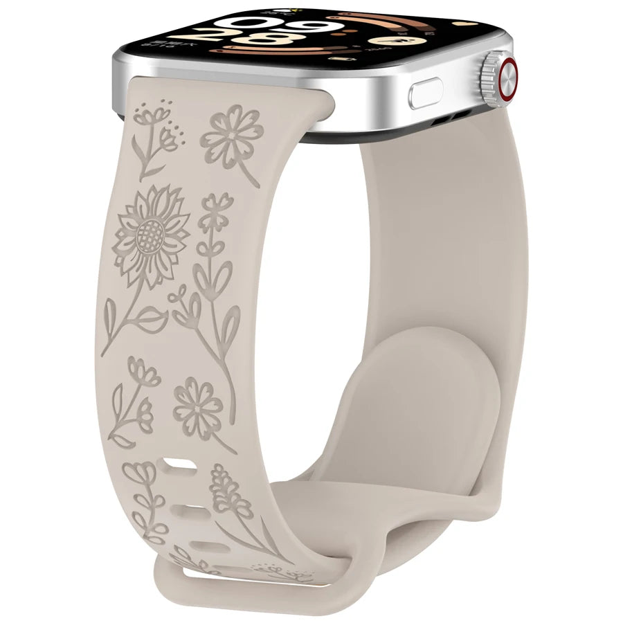 3D Carved Flowers Strap For Xiaomi Mi Smart Band 8 Pro/9 Pro/10 Pro Replacement Sport WristBand For Redmi Watch 4 5 6 Bracelet