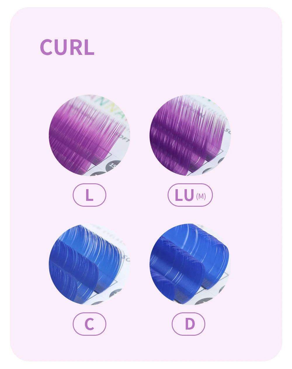 Colored Lashes Eyelash Extensions C/D/L/LU(M) Curl Mix 8-15mm Natural Soft Individual Green/Blue/Brown/Purple/Pink Eyelashes