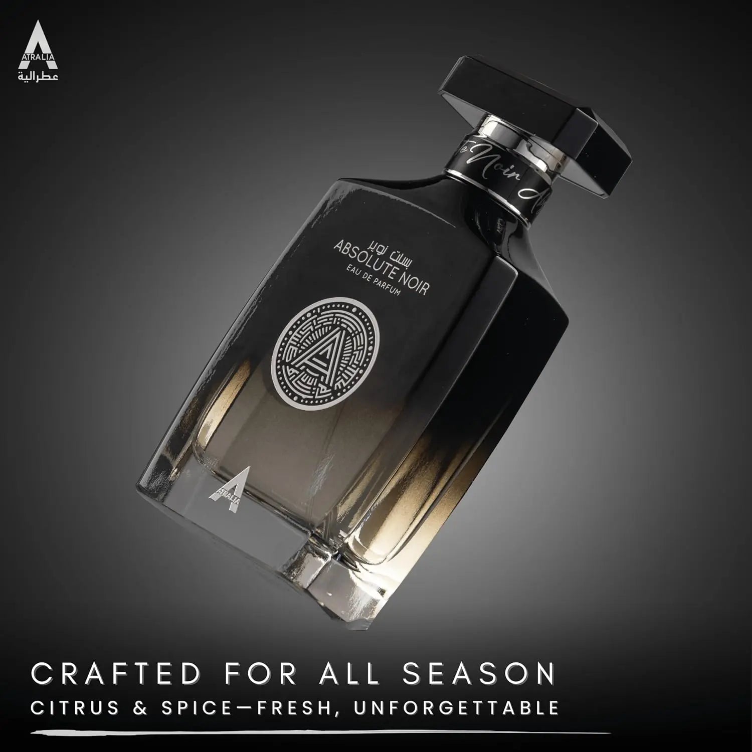 Atralia Absolute Noir Eau De Parfum 100ml, Luxurious Men Perfume, Long Lasting Woody Fragrance, Premium Gift for Him