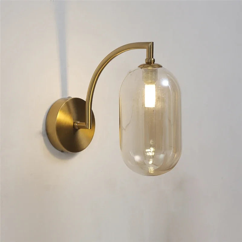 Modern Glass Wall Lamps Nordic Minimalism Creative Living Room Study Decorative Lighting Fixtures LED Bedroom Bedside Wall Light