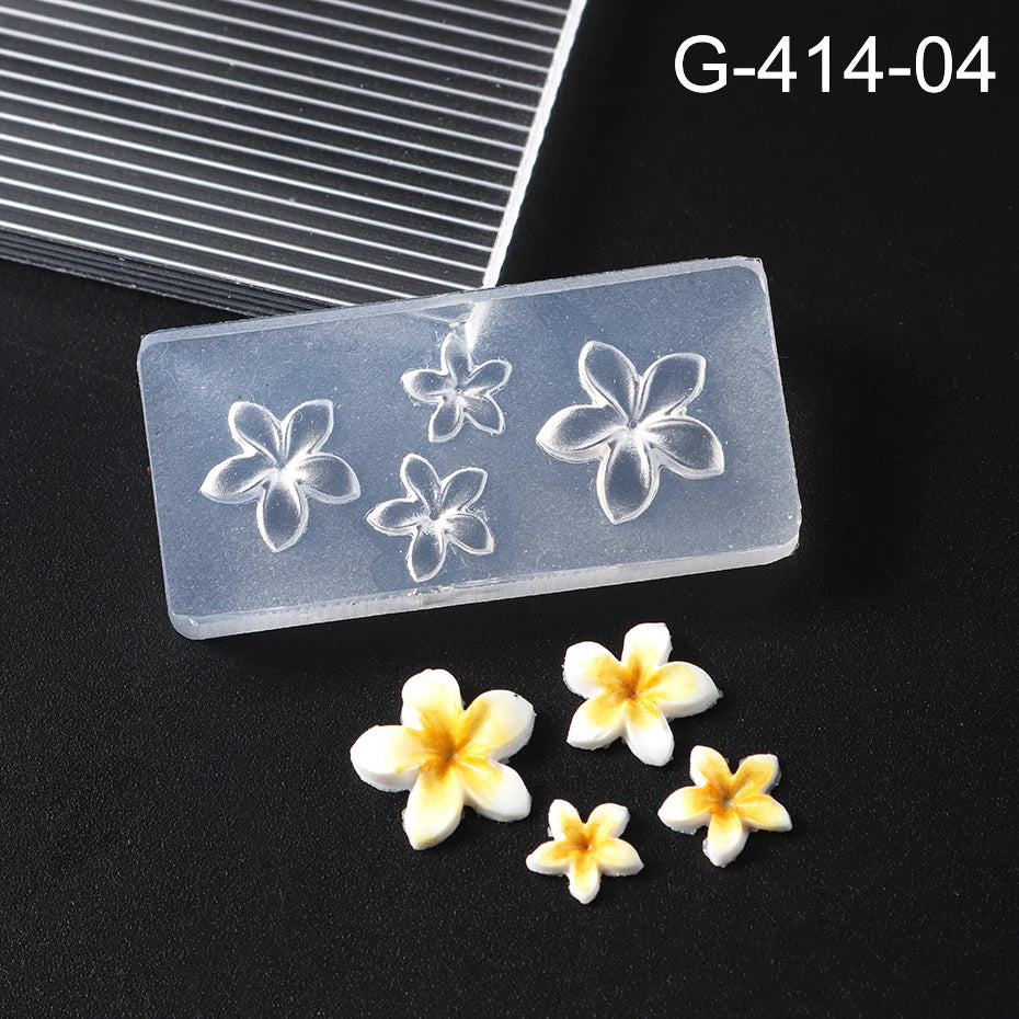5D Flower Silicone Mold Nail Carving Mould Stencils Acrylic Plumeria Flower Spring Nail Art Decorations Manicure Template Tools