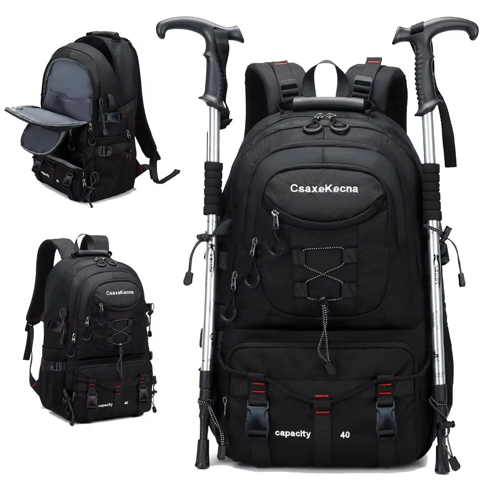 Large Capacity Backpack Professional Outdoor Hiking and Mountaineering Bag Lightweight and Waterproof Travel Bag, USB Interface