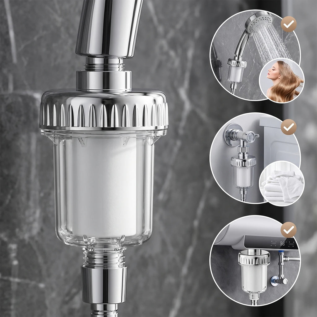 Water Heater Pre Filter Shower Head Filter Transparent Window 20mm Universal Connector Hard Water Purifier Accessory