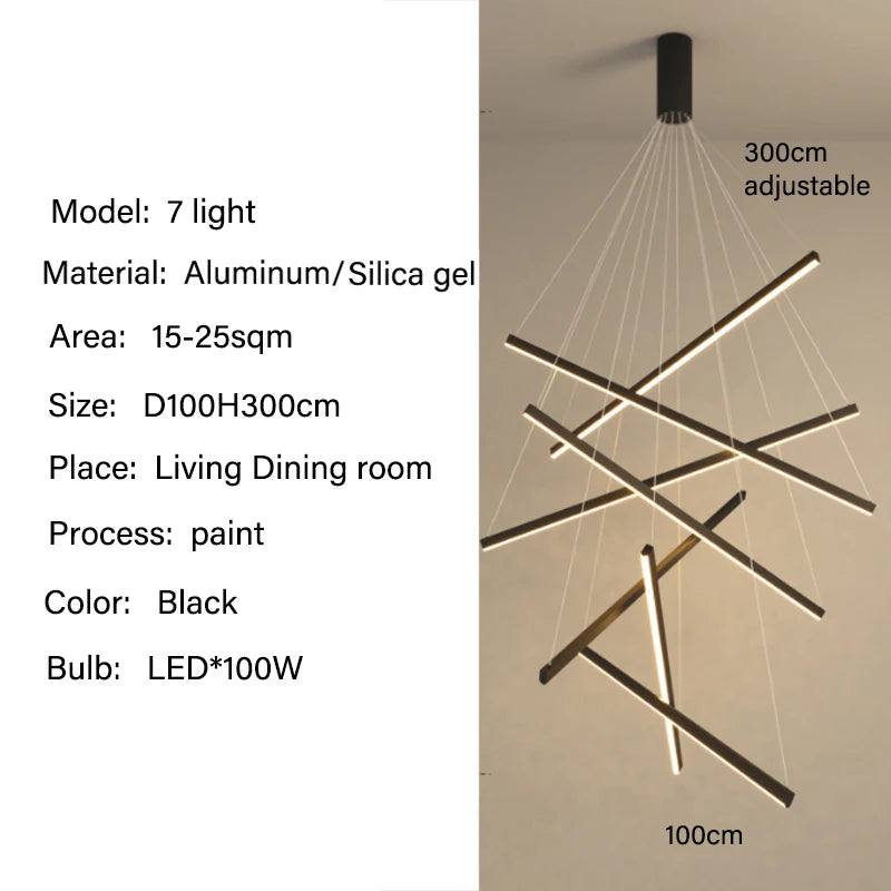 Modern LED Ceiling Chandelier Stair Living Room Pendant Lamp Kitchen Hall Hanging Light Indoor Home Decoration Lighting Fixture