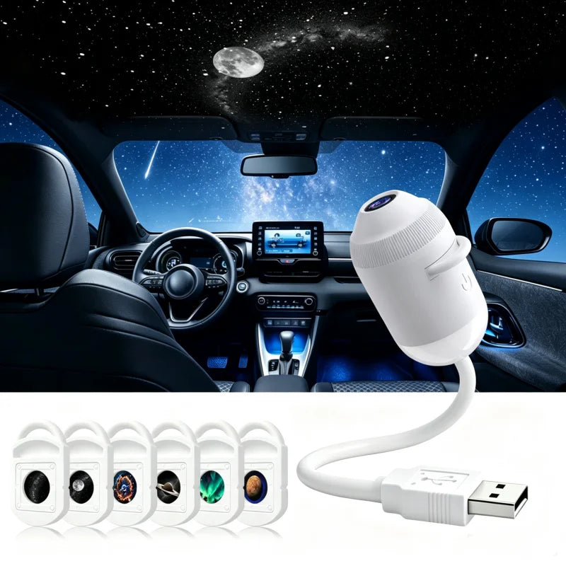 New Usb Star Sky Projector Light Romantic Galaxy Ambience Lamp Car Interior Decor Bedroom Night Light Starry Projection Lamp