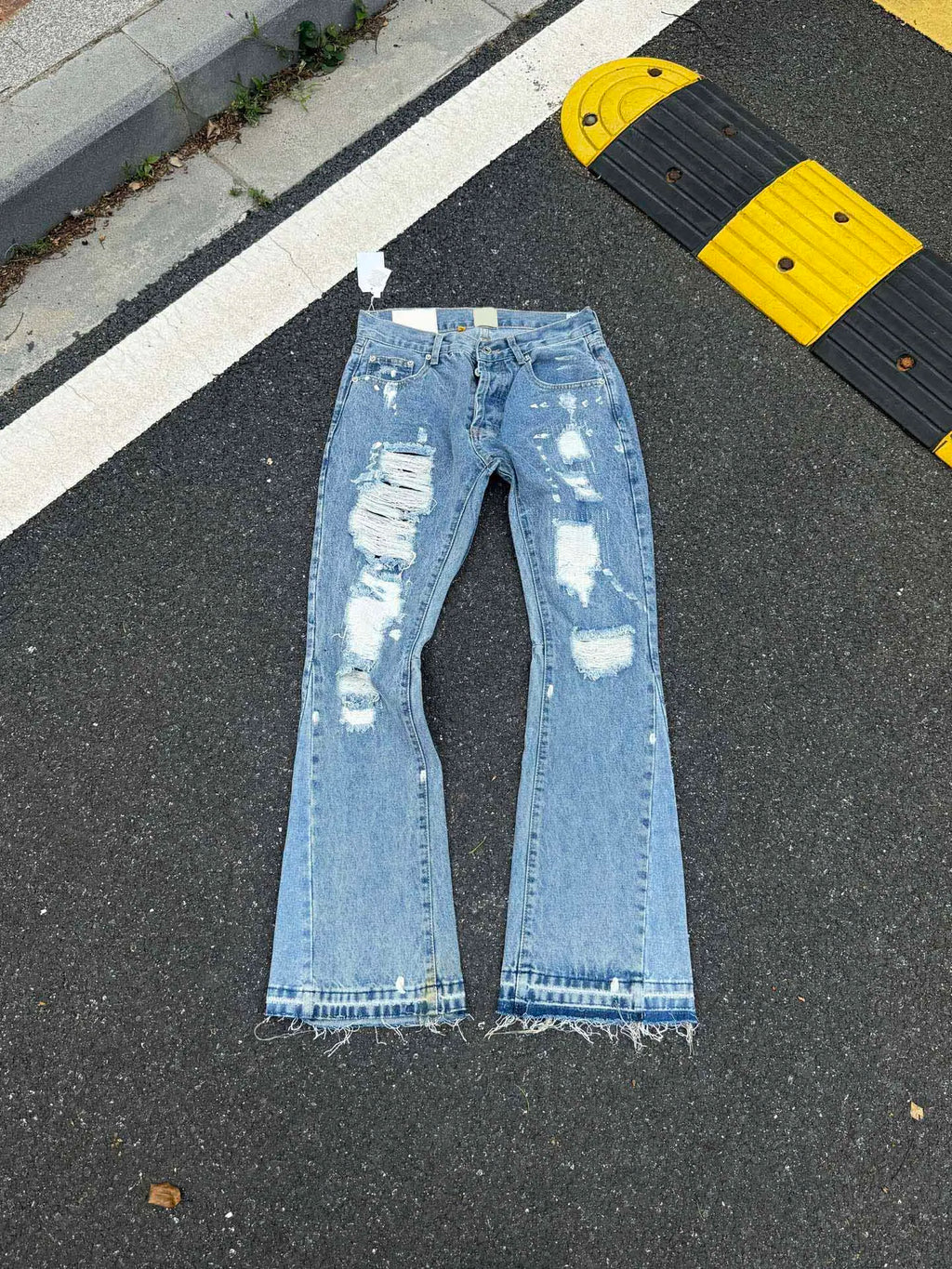 2025 Top Quality GPT Retro Distressed Soiled Ink-splashed Flared Jeans Men Casual Staight Washed Jeans Denim Pants Trousers