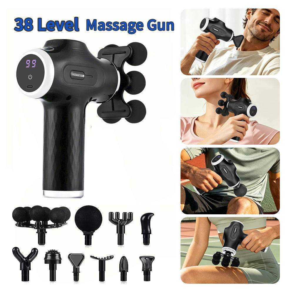 Professional Fascia Gun Mini Deep Tissue Massage Gun Wireless 38 Speed Level Electric Percussion Massager Body Muscle Relaxation