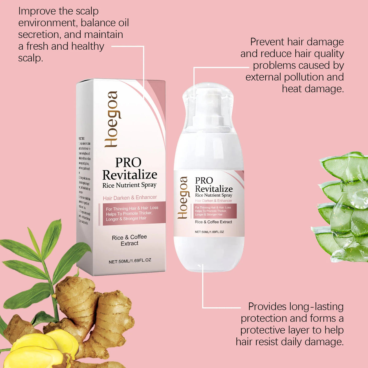 Fermented Rice Water Hair Growth Essential Hair Re-g-rowth Oil Scalp Treatment Hair Fall Control Serum Plant Dense Hair Spray