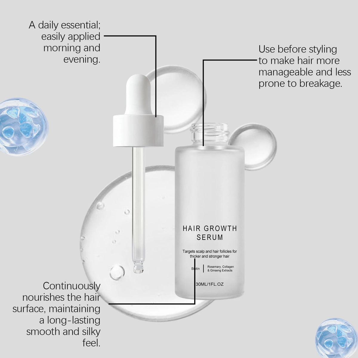 Hair Care Serum Nourishing Hydrating Smooth Shine Enhancing Volumizing Essence For Dry Damaged Frizz Control Scalp Care Liquid