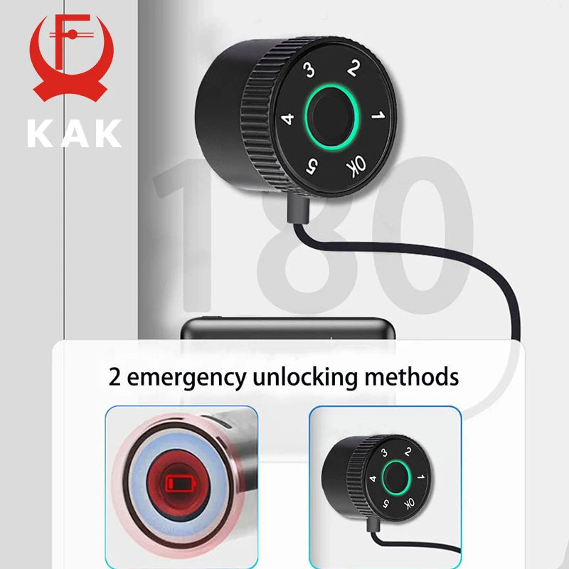KAK Tuya APP Fingerprint Cylinder Smart Door Lock Electronic Digital Password Code Lock Keyless Remote Control Lock Hardware