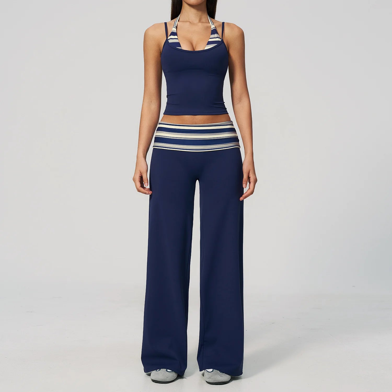 Summer 2PCS Yoga Set Women's Tracksuit Fashion Polka Dot And Striped Workout Sets Gym Outfits High Waist Butt Lift Yoga Clothes