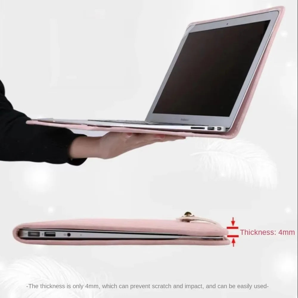 Laptop Handbag Pink Laptop Bag PU Fashion Laptop Sleeve Breathable Top-Handle Computer Protective Case for Girl