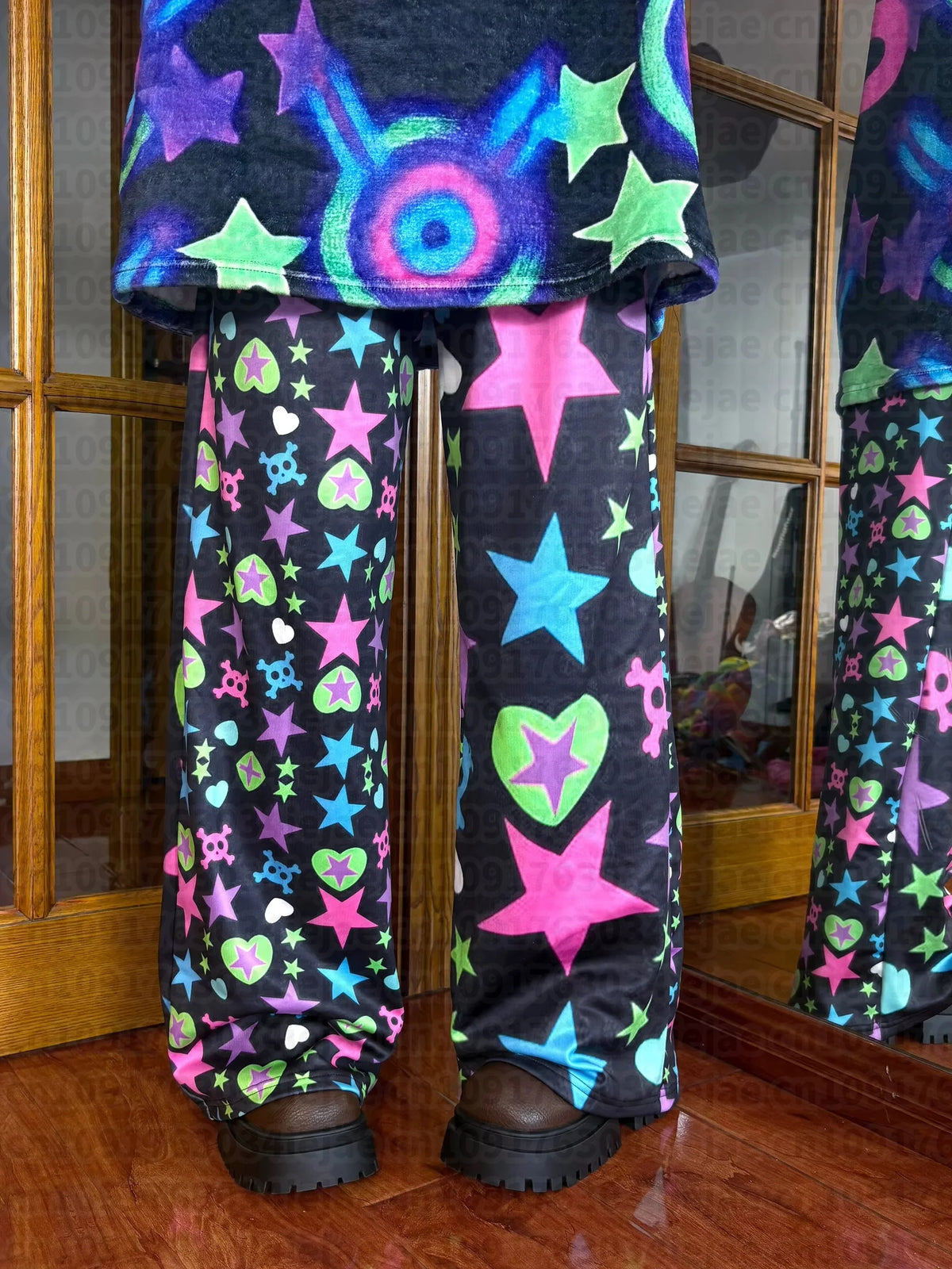 2026 New Black Universe Colorful Star Pants Spring New Cute Kawaii Yami Y2k Harajuku Style Fashionable Special Loose Kid Pants