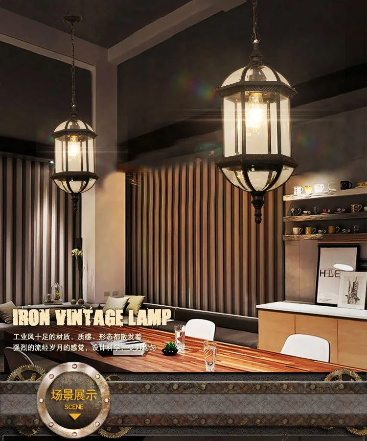 Exterior Aisle Pendant Lights Outdoor Corridor Porch Pendant Light Waterproof Hanging Lanterns Glass Shade Farmhouse Front Door
