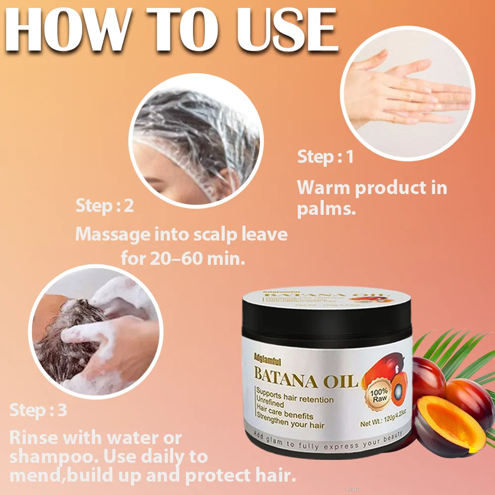 Batana Oil Hair Care Essential Oil for Dry and Frizzy Hair, Specifically for Damaged Hair from Perm and Dyeing, Provides 72 Hours of Long-Lasting Softness Without Frizz, No-Rinse Essential Hair Care Balm for Lazy People