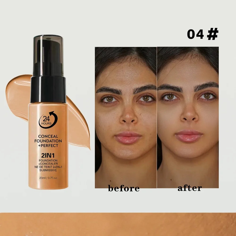 New Waterproof Liquid Foundation Matte Full Coverage Face Foundation Cream Natural Sweat Proof Foundation Concealer Cream