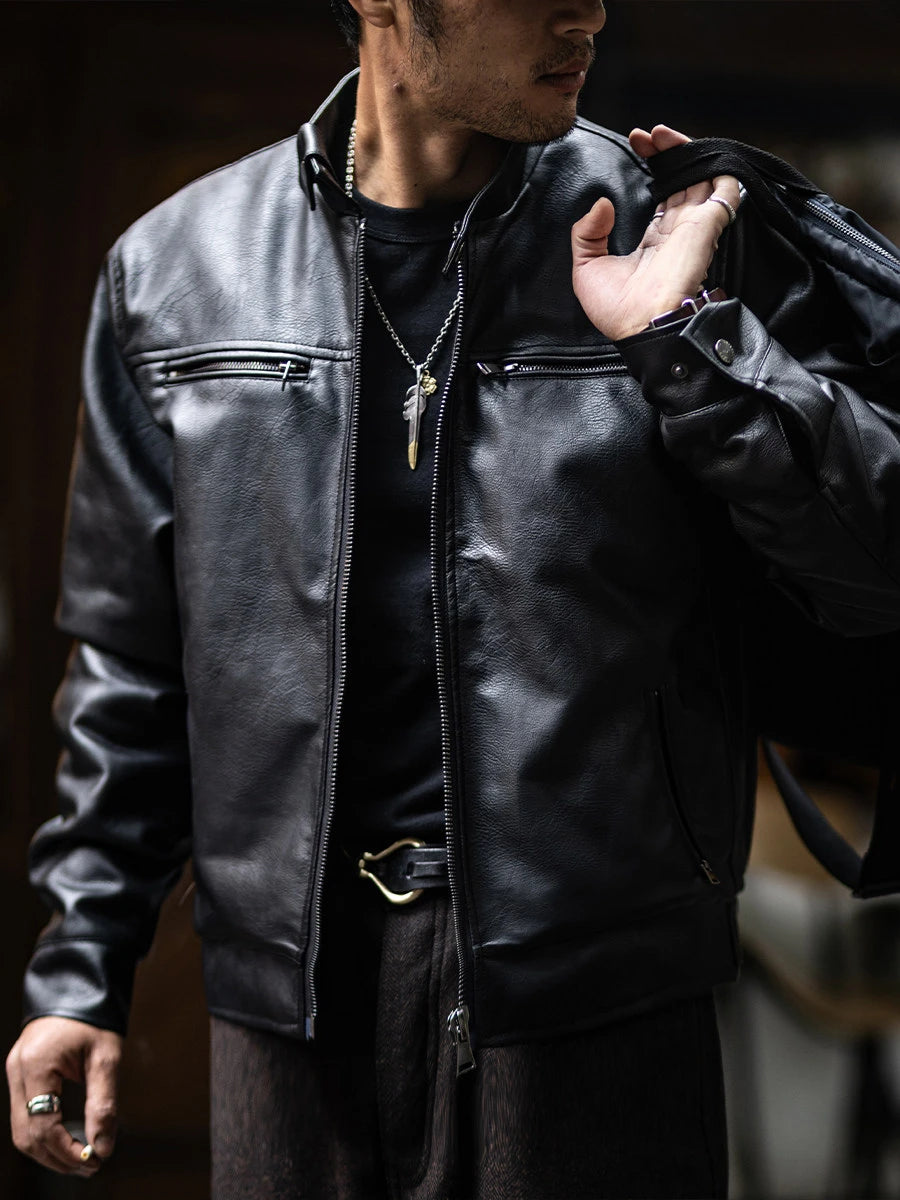 Vintage motorcycle leather jacket, men's leather jacket