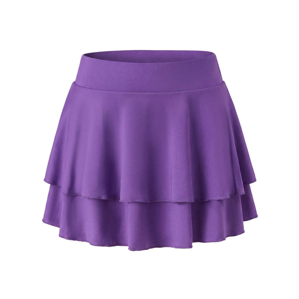 Women's Summer Mini Skirt Solid Color Double Layered Ruffle A-Line Skirts for Daily Casual Club Sexy