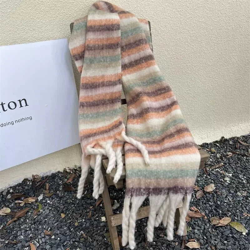 Maillard Womens Reversible Scarf Plaid  Windproof Insulation,personality,Winter Shawl Wrap Oversized Tartan Stripe Fringe Scarve