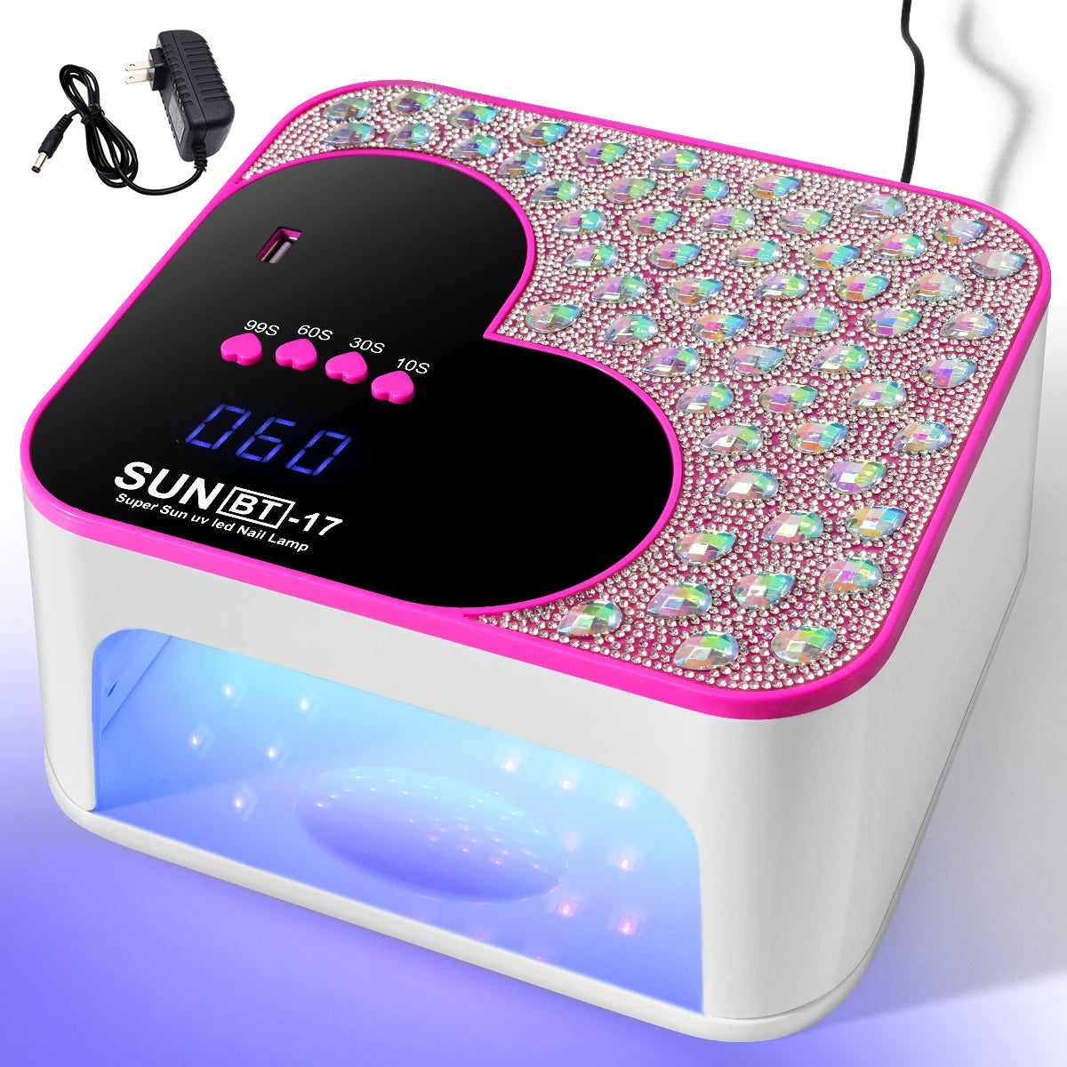 3D Diamond UV LED Nail Lamp For Fast Drying Gel Nail Phototherapy Heart Shape Machine 45 LEDs Manicure Salon Tool Equipment