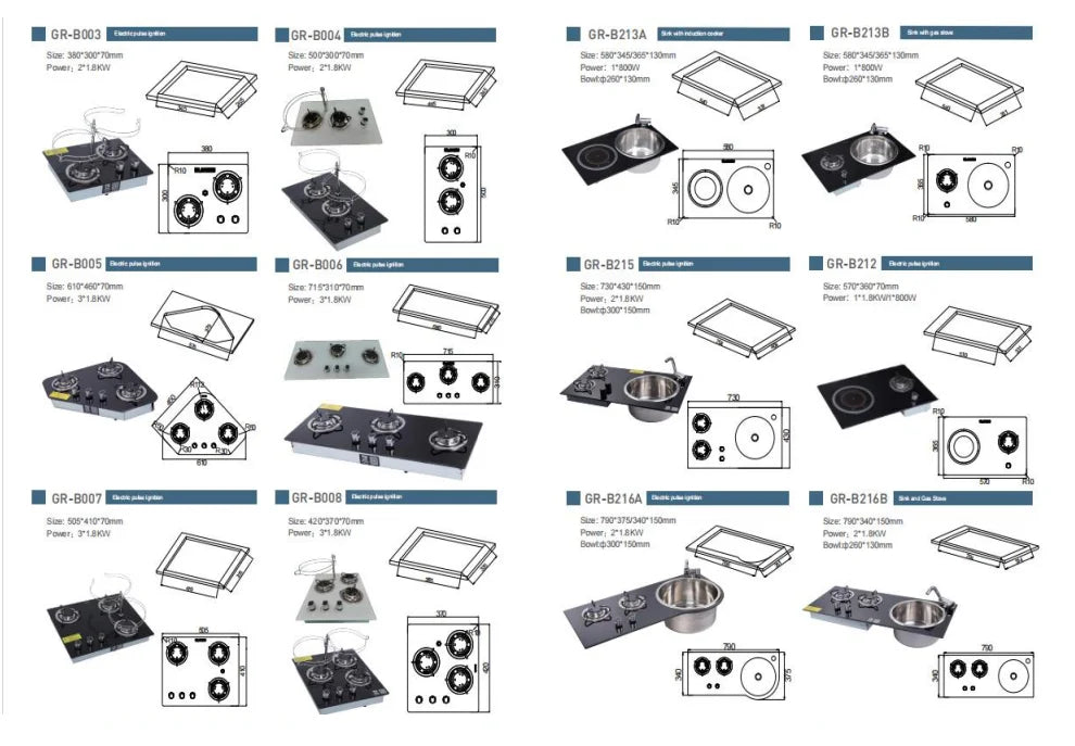 RV Gas Stove Stainless Steel Two Burners Electric Pulse Ignition Gas Cooktop