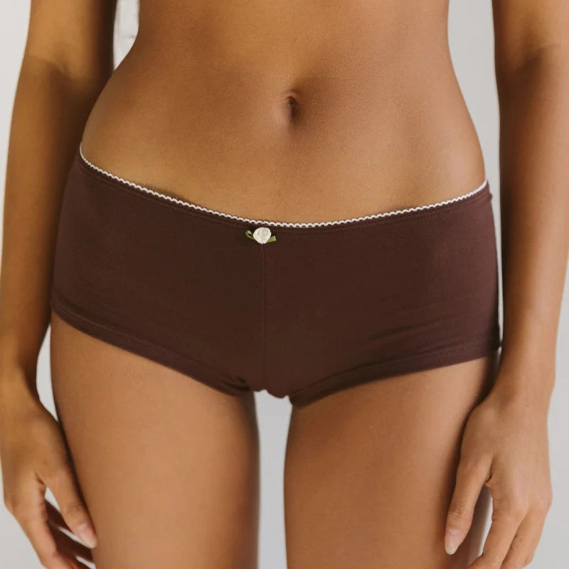 Y2k Cute Floral Embroidered Women's Boxers Safety Shorts Anti-Chafing Underwear Low Rise Boyshorts Sexy Female Panties