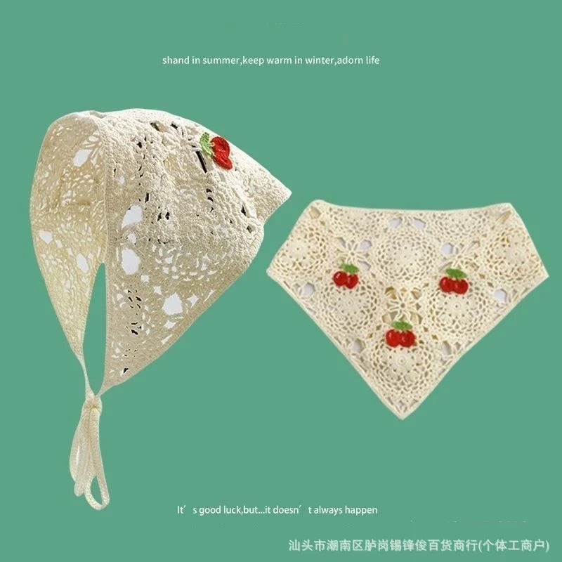 Summer Headwear Headdress with French Pastoral Triangle Hair Scarf Women Girls Lace Band