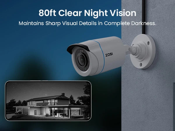 ZOSI HD 1080P 2MP H.265 4-in-1 CCTV Video Home Security IR Night Vision Weatherproof Bullet Camera for Surveillance System