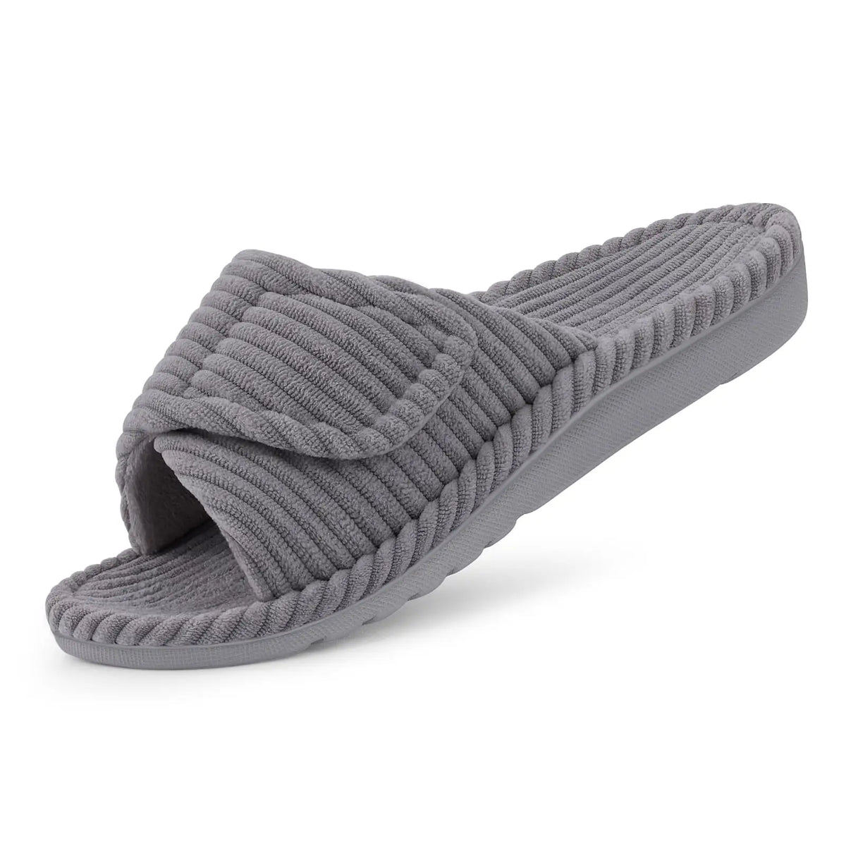 Evshine Memory Foam Women Slippers Fashion Open Toe Orthopedic House Slippers Corduroy Bedroom Slides Cotton Shoes For Women