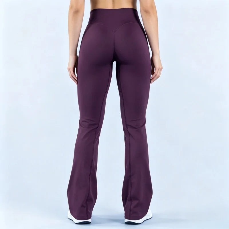 Crossover Waist Flare Leggings Women Seamless Bell Bottom Yoga Pants Butt Lifting Tummy Control Gym Fitness Flared Leggings