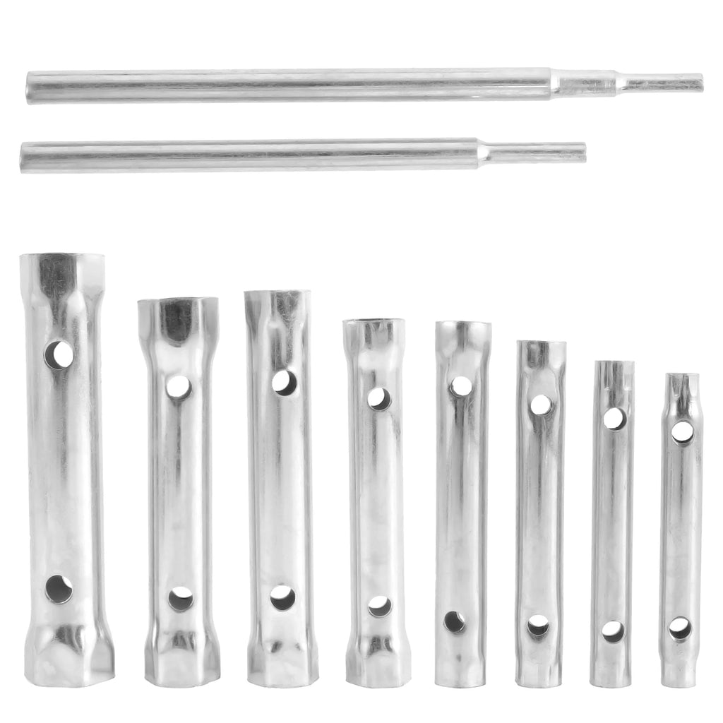 10Pcs Metric Tubular Box Wrench Set 6-22mm Spark Plug Carbon Steel Double Ended Wrench Automotive Plumb Repair Wrench Tools