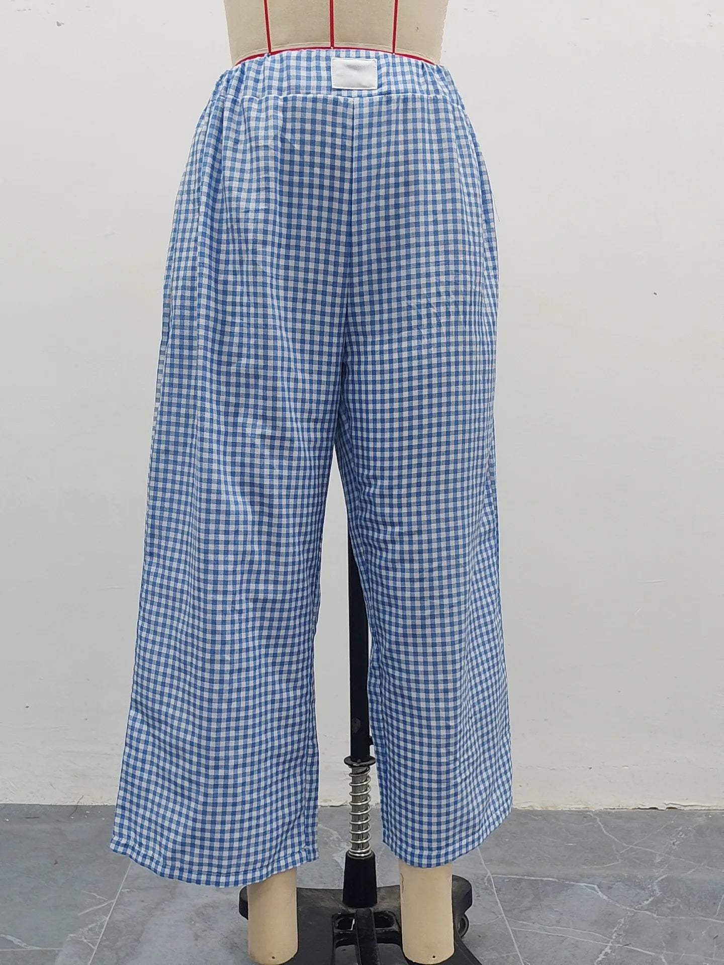 Women's Casual Plaid Wide Leg Pants Summer New Loose Slimming Lazy Long Trousers Comfortable Loose Fit High Waist Pants 2025