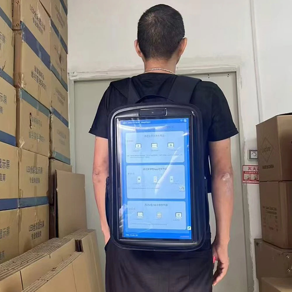 Enhance  Advertising Campaign with 21.5 Inch 18.5 Inch LCD Backpack Advertising Machine LCD Display Box Bag Expansion Backpack