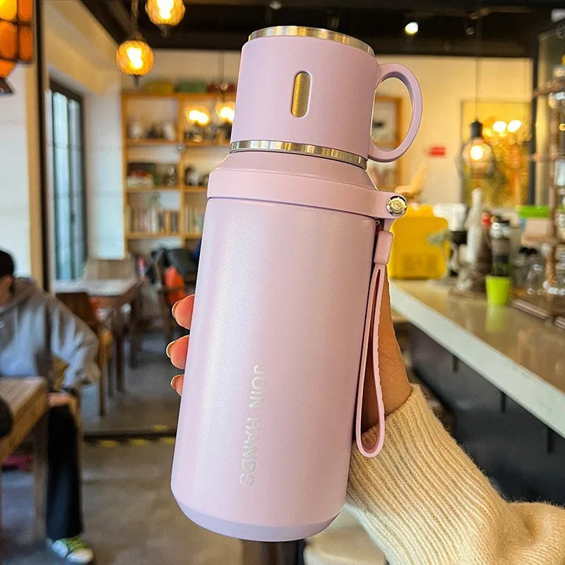 600ml/800ml Stainless Steel Coffee Cup Travel Thermal Mug Leak-Proof Thermos Bottle Tea Coffee Mug Office Business Style Thermos