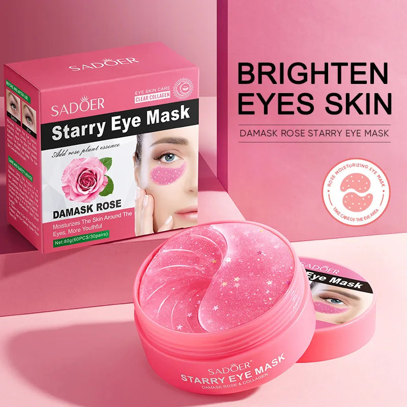 60 Pieces of Rose Starry Sky Collagen Eye Mask, Anti-Dark Circles, Anti-Eye Bags, Moisturizing and Firming Eye Patches, Eye Skin Care
