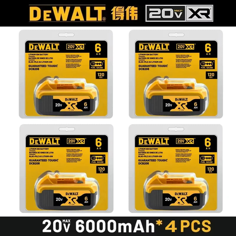 100% DEWALT Original 18V 20V 6.0AH 5Ah, DCB206, DCB205 With Fast Charging, 20V Lithium Battery, Power Tool Battery 20V Dewalt