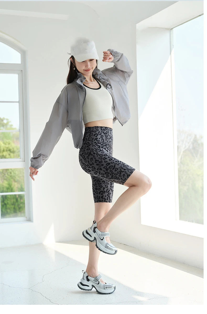 BIVIGAOS Summer Fashion Trend Leopard Print Cycling Shorts Women High Waist Tight Sexy Sport Short Leggings Fitness Biker Shorts