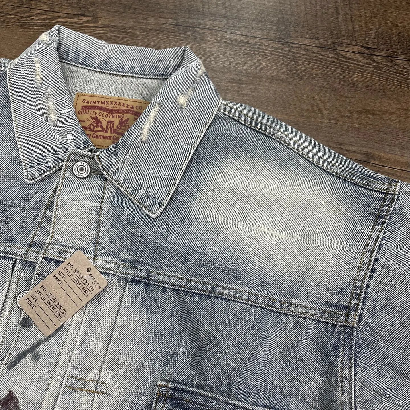 Yao Fashion SAINT OF MICHAEL Damaged Aged Ripped Denim Jackets Streetwear Loose Oversize Unisex High Quality Jacket For Men