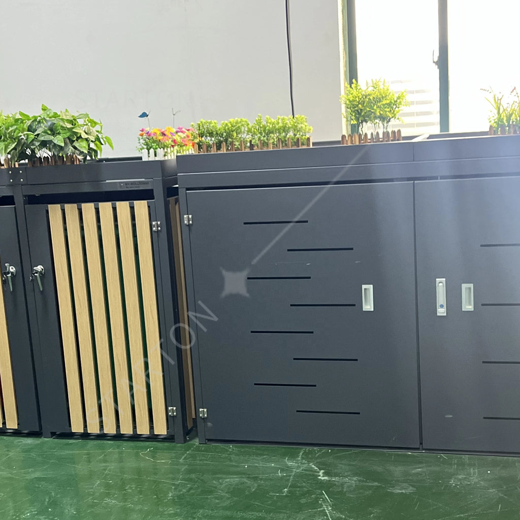 Waste Bin Cover Steel Garden Trash Bin Garbage Can House Garbage Can Cladding Storage Box Wheelie Bin Hideaway