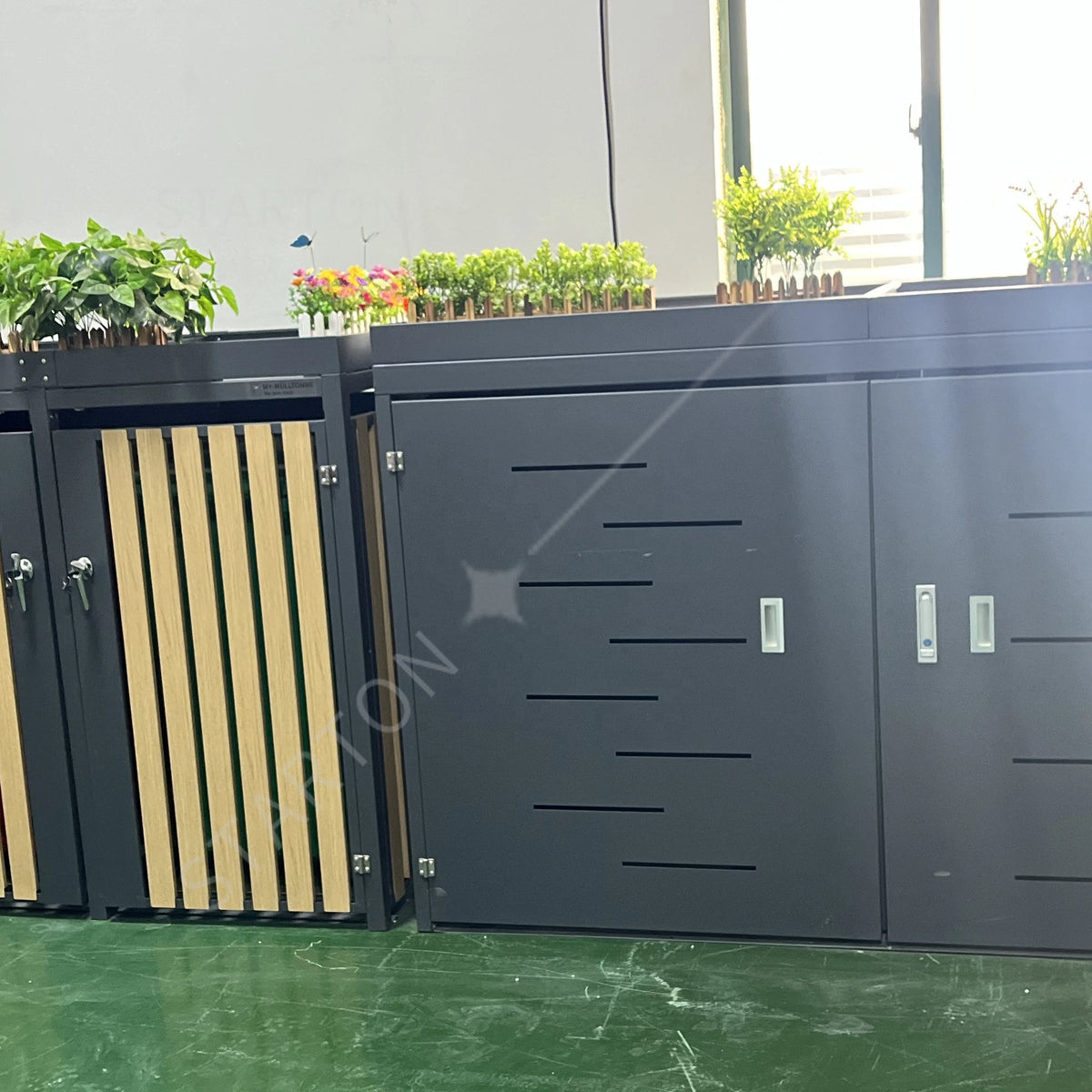Waste Bin Cover Steel Garden Trash Bin Garbage Can House Garbage Can Cladding Storage Box Wheelie Bin Hideaway